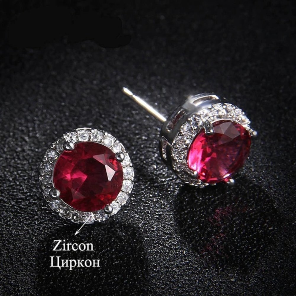 🍁 926 Silver Plated CZ Classic Stud Earrings for Women, UNVN12443